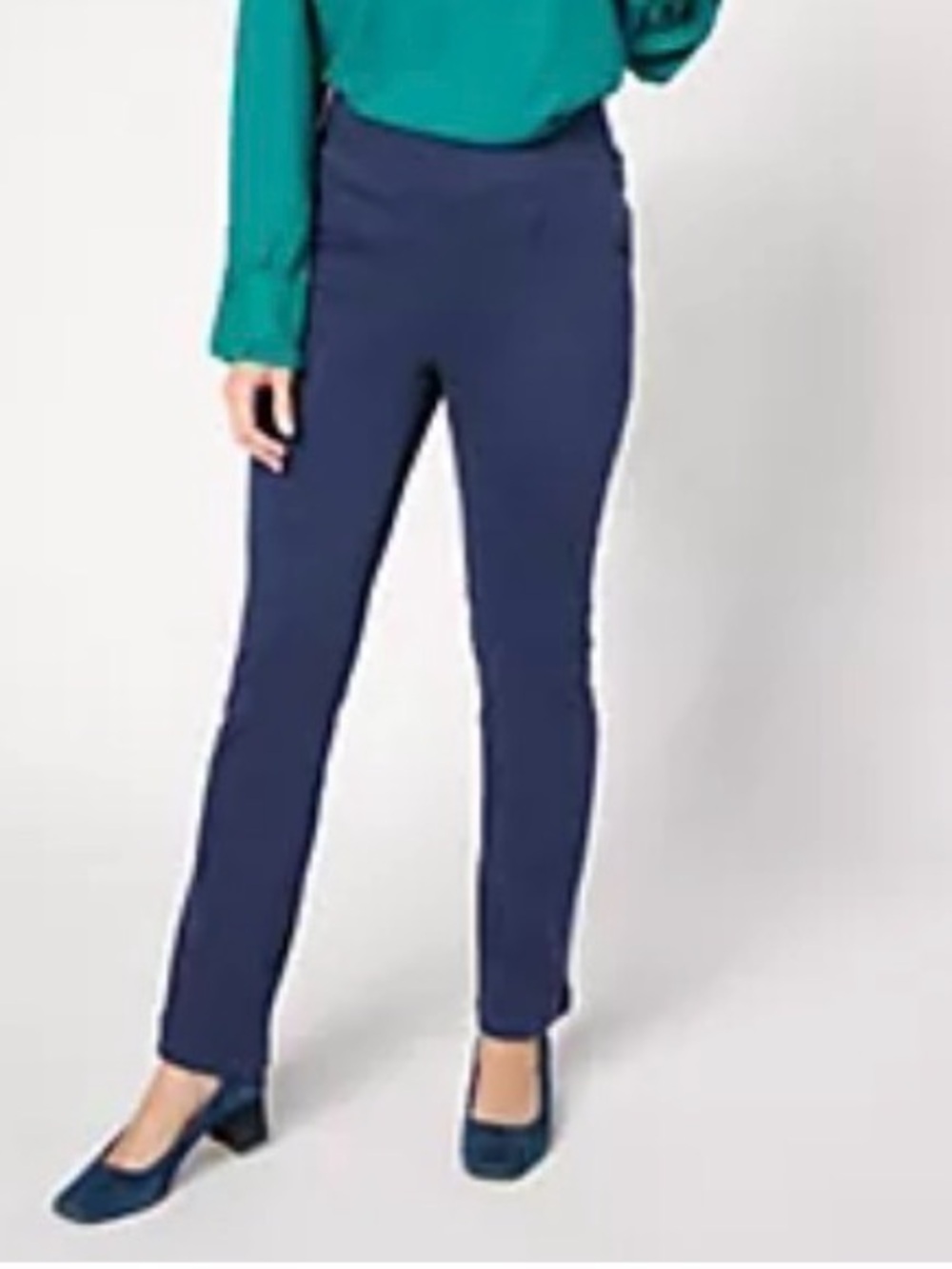 New AnyBody Regular Stretch Blue Twill Kick Flare Pants with Pintuck / Large